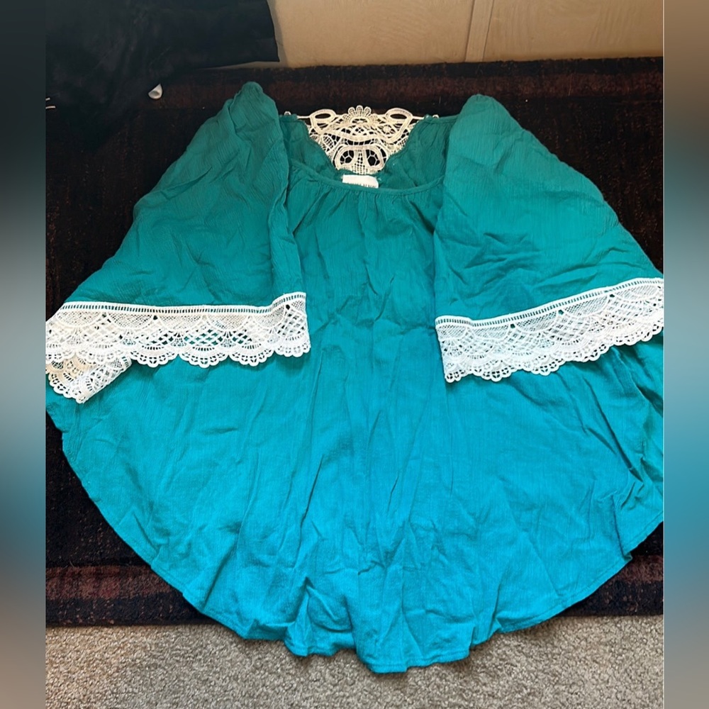 teal lace dress top